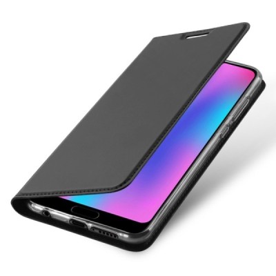 Huawei Honor 10 „Dux Ducis“ Skin sērijas melns ādas atvērams maciņš / Vacins.lv