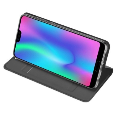 Huawei Honor 10 „Dux Ducis“ Skin sērijas melns ādas atvērams maciņš / Vacins.lv