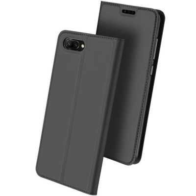 Huawei Honor 10 „Dux Ducis“ Skin sērijas melns ādas atvērams maciņš / Vacins.lv