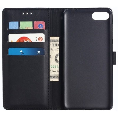 Huawei Honor 10 atvēramais ādas melns retro maciņš (maks) / Vacins.lv