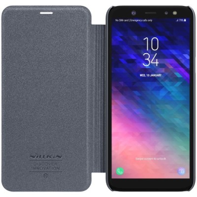 Samsung Galaxy A6 2018 (A600F) „Nillkin“ Sparkle atvēramais pelēks maciņš / Vacins.lv