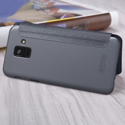 Samsung Galaxy A6 2018 (A600F) „Nillkin“ Sparkle atvēramais pelēks maciņš / Vacins.lv