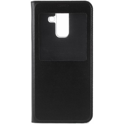 Samsung Galaxy A6 2018 (A600F) melns atvēramais maciņš ar lodziņu / Vacins.lv