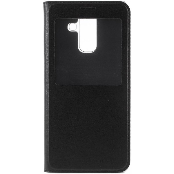Atvēramais maciņš ar lodziņu - melns (Galaxy A6 2018)