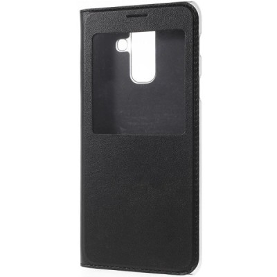 Samsung Galaxy A6 2018 (A600F) melns atvēramais maciņš ar lodziņu / Vacins.lv