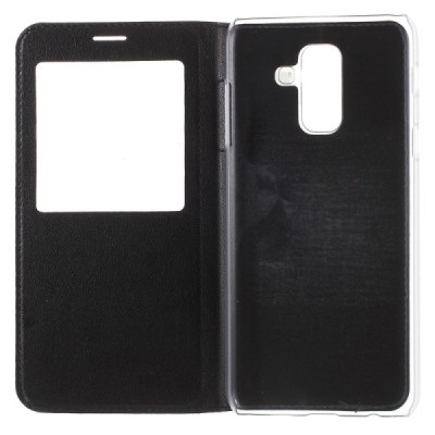 Samsung Galaxy A6 2018 (A600F) melns atvēramais maciņš ar lodziņu / Vacins.lv