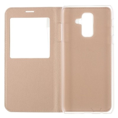 Samsung Galaxy A6 2018 (A600F) atverčiamas auksinis dėklas su langeliu / Priedai.lt