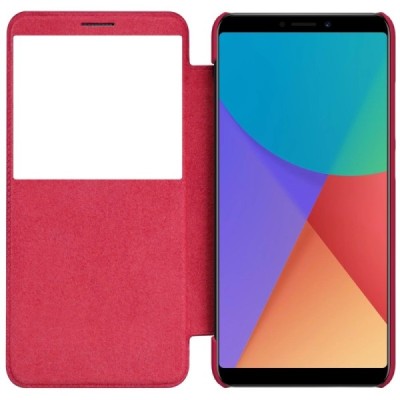 Prabangus „Nillkin“ Qin serijos raudonas odinis atverčiamas Xiaomi Redmi Note 5 2018 (Redmi Note 5 Pro) dėklas - knygutė / Pried