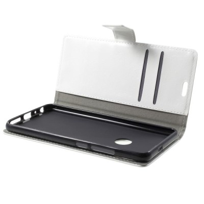 Xiaomi Redmi Note 5 2018 (Redmi Note 5 Pro) atverčiamas baltas odinis dėklas, knygutė - piniginė / Priedai.lt