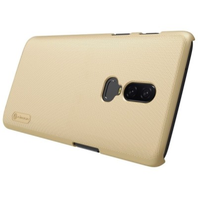 Nillkin Frosted Shield OnePlus 6 (Six) zelta plastmasas futrālis + ekrāna aizsargplēve / Vacins.lv