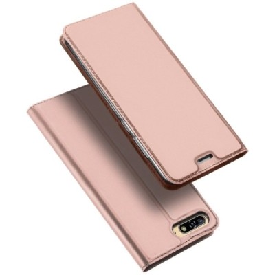 Huawei Y6 2018 (Honor 7A) „Dux Ducis“ Skin sērijas rozs ādas atvērams maciņš / Vacins.lv