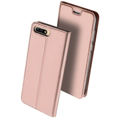 Huawei Y6 2018 (Honor 7A) „Dux Ducis“ Skin sērijas rozs ādas atvērams maciņš / Vacins.lv