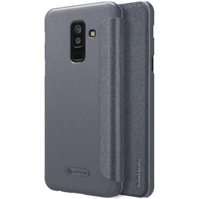 Samsung Galaxy A6+ 2018 (A605F) pilkas odinis atverčiamas Nillkin Sparkle dėklas - knygutė / Priedai.lt