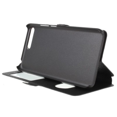 Huawei Y6 2018 un Huawei Honor 7A dual window atvēramais melns maciņš / Vacins.lv