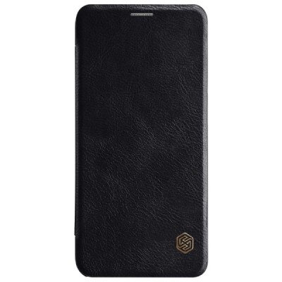 Greznais „Nillkin“ Qin sērijas ādas atvērams melns Samsung Galaxy A6+ 2018 (A605F) maciņš / Vacins.lv