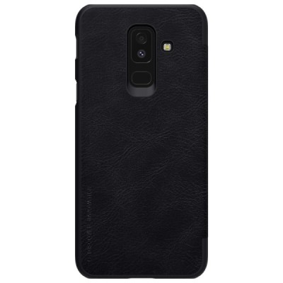 Greznais „Nillkin“ Qin sērijas ādas atvērams melns Samsung Galaxy A6+ 2018 (A605F) maciņš / Vacins.lv