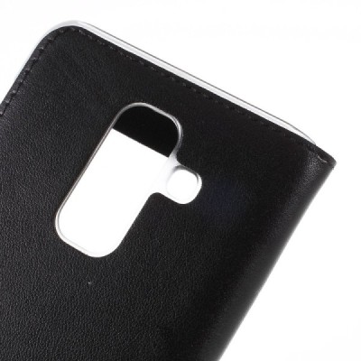 Samsung Galaxy A6+ 2018 (A605F) atverčiamas juodas dėklas su langeliu / Priedai.lt