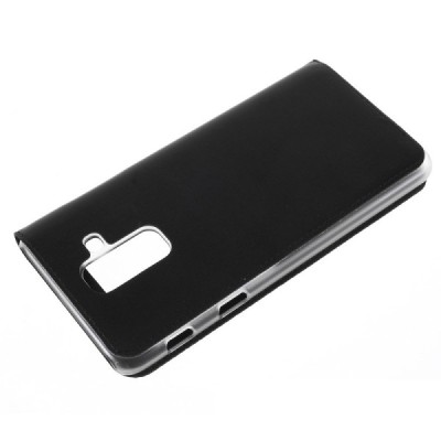 Samsung Galaxy A6+ 2018 (A605F) atverčiamas juodas dėklas su langeliu / Priedai.lt