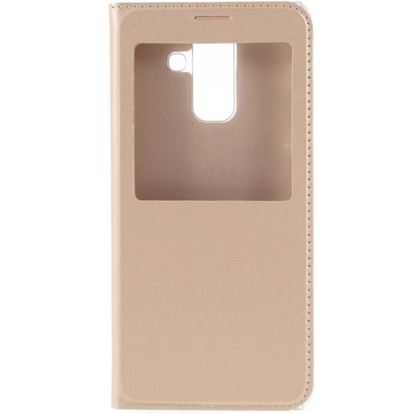 Atvēramais maciņš ar lodziņu - zelta (Galaxy A6+ 2018)