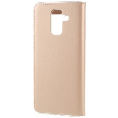 Samsung Galaxy A6+ 2018 (A605F) zelta atvēramais maciņš ar lodziņu / Vacins.lv