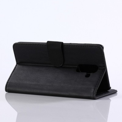 Samsung Galaxy A6+ 2018 (A605F) atverčiamas juodas odinis retro dėklas - piniginė / Priedai.lt