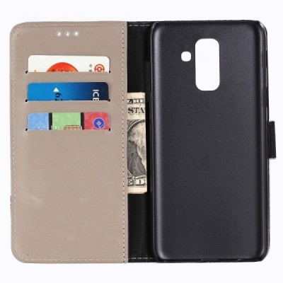 Samsung Galaxy A6+ 2018 (A605F) atvēramais ādas smilšains retro maciņš (maks) / Vacins.lv