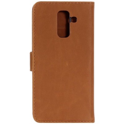 Samsung Galaxy A6+ 2018 (A605F) atverčiamas šviesiai rudas odinis retro dėklas - piniginė / Priedai.lt