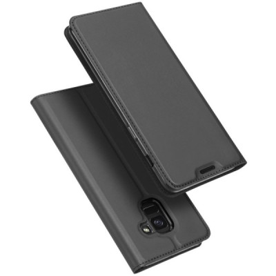 Samsung Galaxy J6 2018 (J600) „Dux Ducis“ Skin sērijas melns ādas atvērams maciņš / Vacins.lv