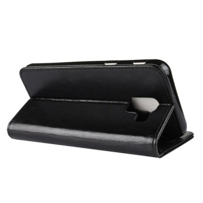 Samsung Galaxy J6 2018 (J600) atvēramais ādas melns maciņš (maks) / Vacins.lv