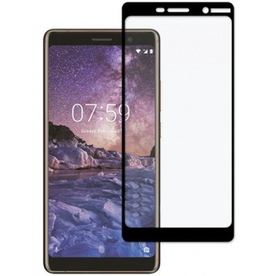 Nokia 7 Plus „Imak“ 9H Tempered Glass sustiprintos apsaugos juodas pilnai dengiantis apsauginis ekrano stiklas 0,26 mm / Priedai