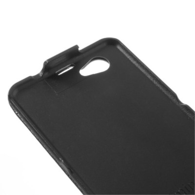 Sony Xperia Z1 compact klasisks ādas vertikāli atvēramais melns futrālis / Vacins.lv