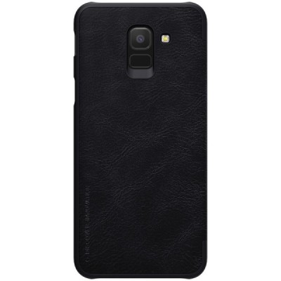 Greznais „Nillkin“ Qin sērijas ādas atvērams melns Samsung Galaxy J6 2018 (J600) maciņš / Vacins.lv
