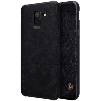 Greznais „Nillkin“ Qin sērijas ādas atvērams melns Samsung Galaxy J6 2018 (J600) maciņš / Vacins.lv