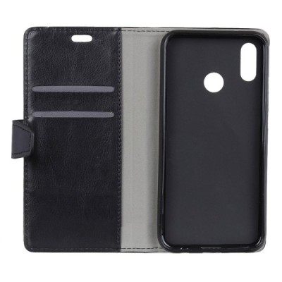 Asus Zenfone 5 2018 (ZE620KL) atverčiamas juodas odinis dėklas, knygutė - piniginė / Priedai.lt