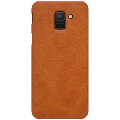 Greznais „Nillkin“ Qin sērijas ādas atvērams brūns Samsung Galaxy J6 2018 (J600) maciņš / Vacins.lv