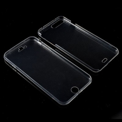 Apple iPhone 7 Plus (iPhone 8 Plus) skaidrus (permatomas) dvigubas kieto silikono TPU ploniausias pasaulyje dėklas / Priedai.lt