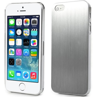 Sidabrinis šlifuoto metalo Apple iPhone SE (5, 5s) dėklas / Priedai.lt