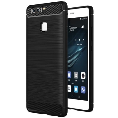 Huawei P9 „Carbon“ kieto silikono TPU juodas dėklas - nugarėlė / Priedai.lt