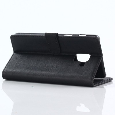 Samsung Galaxy A6 2018 (A600F) atvēramais ādas melns retro maciņš (maks) / Vacins.lv