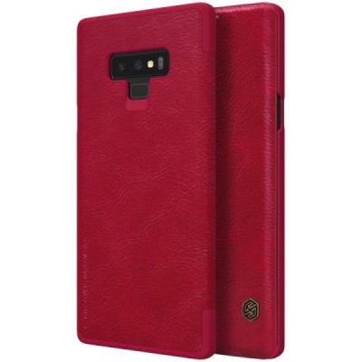 Prabangus „Nillkin“ Qin serijos raudonas odinis atverčiamas Samsung Galaxy Note 9 (N960F) dėklas / Priedai.lt