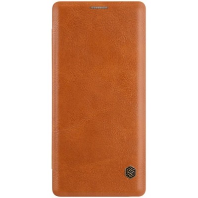 Prabangus „Nillkin“ Qin serijos rudas odinis atverčiamas Samsung Galaxy Note 9 (N960F) dėklas / Priedai.lt