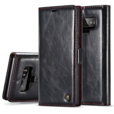 Samsung Galaxy Note 9 (N960F) „CaseMe“ solidus atverčiamas juodas odinis dėklas - knygutė / Priedai.lt