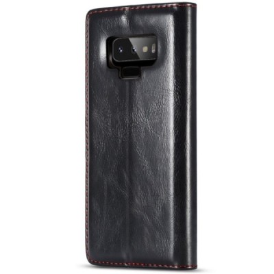 Samsung Galaxy Note 9 (N960F) „CaseMe“ solidus atverčiamas juodas odinis dėklas - knygutė / Priedai.lt