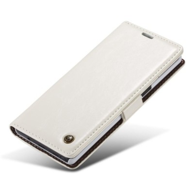 Samsung Galaxy Note 9 (N960F) solīds atvēramais ādas balts maciņš - maks / Vacins.lv