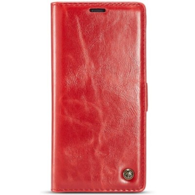 Samsung Galaxy Note 9 (N960F) solīds atvēramais ādas sarkans maciņš - maks / Vacins.lv