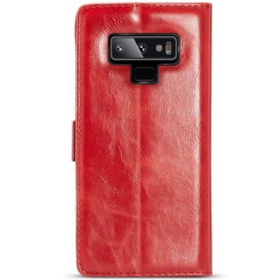 Samsung Galaxy Note 9 (N960F) solīds atvēramais ādas sarkans maciņš - maks / Vacins.lv
