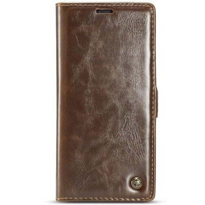 Samsung Galaxy Note 9 (N960F) solīds atvēramais ādas tumši brūns maciņš - maks / Vacins.lv