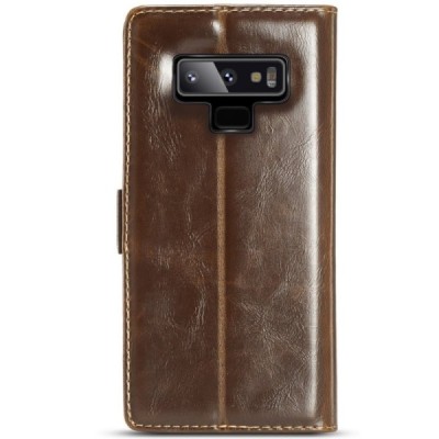 Samsung Galaxy Note 9 (N960F) solīds atvēramais ādas tumši brūns maciņš - maks / Vacins.lv