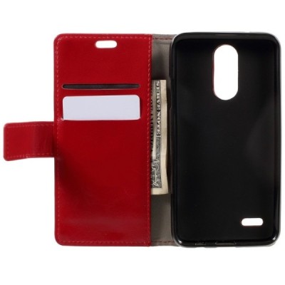 LG K4 2017 (M160) atvēramais ādas sarkans maciņš (maks) / Vacins.lv