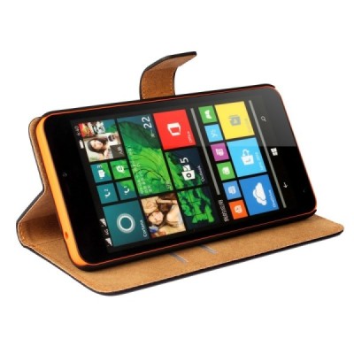 Microsoft Lumia 640 XL atvēramais ādas melns Casual maciņš (maks) / Vacins.lv